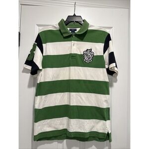 U.S. Polo Assn. Green Striped Rugby Polo Mens XL NYC Crest